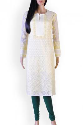 Off-white embroidered cotton kurtas-and-kurtis 1