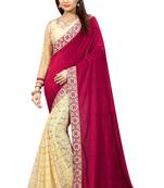 Maroon hand woven velvet saree with blouse