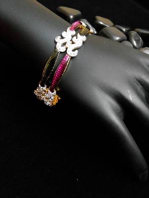 Delicate Enamel Work Diamond Bangles 1