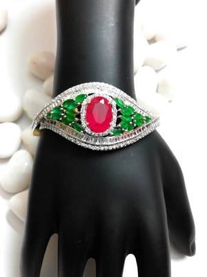 Stylish Ruby Emerald Braclet With Americian Diamond 1