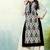 White cotton printed straight cut kameeze in chinese collar