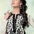 White cotton printed straight cut kameeze in chinese collar