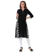 Black printed rayon kurtas-and-kurtis