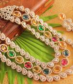 Beautiful Two Tone Semiprecious Ad Stones Bridal Haar Set