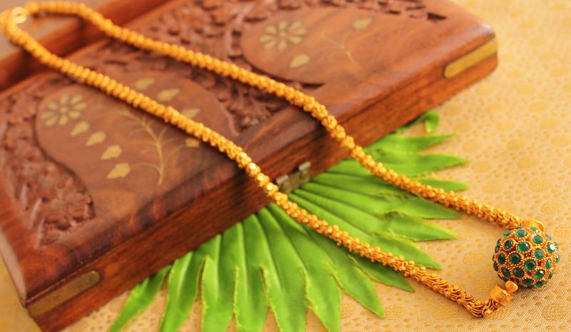 Beautiful matte finish emerald ball designer chain -dj14227