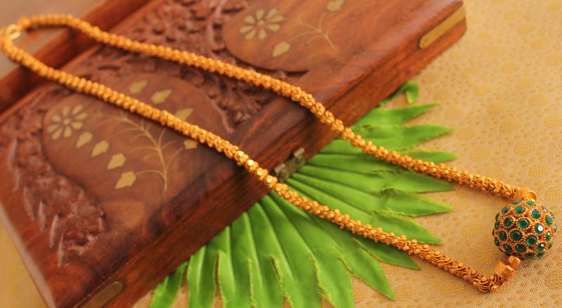 Beautiful matte finish emerald ball designer chain -dj14227