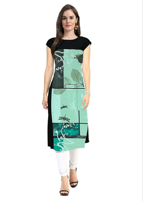 Green american french crepe and full stiched kurtis 1
