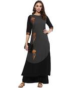 Grey Colour Flared Crepe Kurta & Palazzo Set