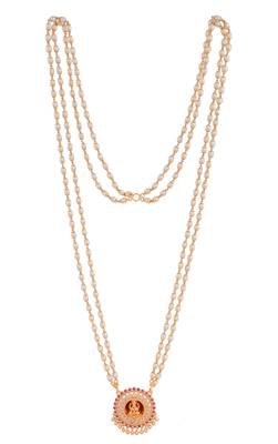 Off White Gold Plated Pearl Laxmi Pendant Necklace 3