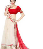 Bridal Off-White Top Nett & Skirt Brocade Net Dupatta with Velvet Blouse Piece