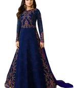 Blue Embroidered Georgette Anarkali suit