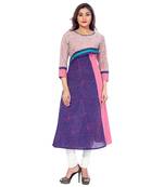 Pink printed cotton stitched kurti