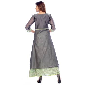Green printed chanderi stitched kurti 2