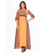 Orange embroidered cotton stitched kurti