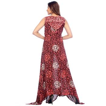 Brown printed rayon stitched kurti 2