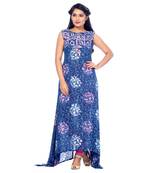 Blue printed rayon stitched kurti