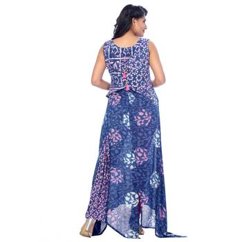 Blue printed rayon stitched kurti 2