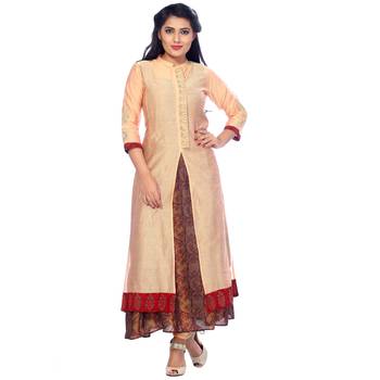 Peach none chanderi salwar with dupatta 1