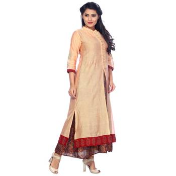Peach none chanderi salwar with dupatta 3