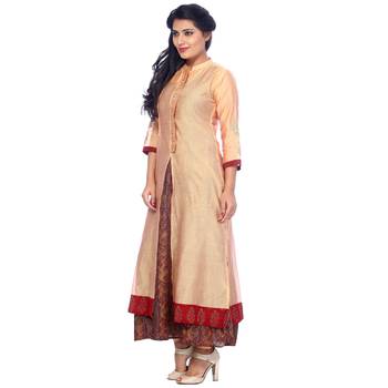 Peach none chanderi salwar with dupatta 4