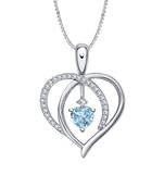 Love Gift Convertible Lab-Created Aquamarine Pendant 14k White Gold Over .925 Sterling Silver