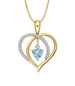 Love Gift Convertible Lab-Created Aquamarine Pendant 14k Yellow Gold Over .925 Sterling Silver