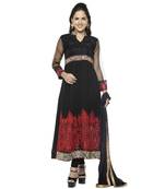 Black thread embroidery georgette semi stitched Anarkali Suit
