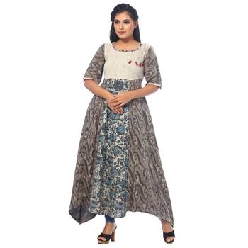 Brown printed cotton kurtas-and-kurtis 1