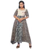 Brown printed cotton kurtas-and-kurtis