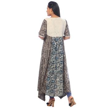 Brown printed cotton kurtas-and-kurtis 2