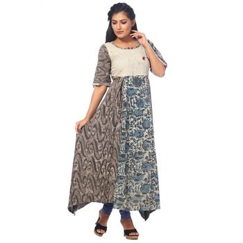 Brown printed cotton kurtas-and-kurtis 3
