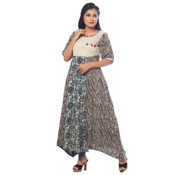 Brown printed cotton kurtas-and-kurtis 4