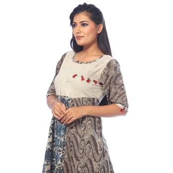 Brown printed cotton kurtas-and-kurtis 5