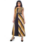 Yellow printed cotton stitched kurtis