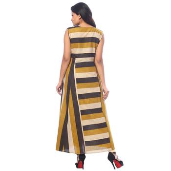 Yellow printed cotton stitched kurtis 2
