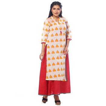 Red printed chanderi kurtas-and-kurtis 1
