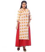 Red printed chanderi kurtas-and-kurtis