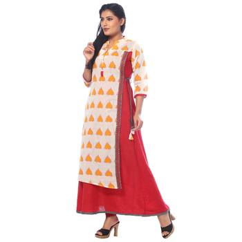 Red printed chanderi kurtas-and-kurtis 3