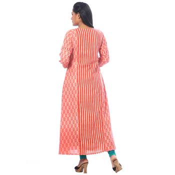 Peach printed cotton kurtas-and-kurtis 2