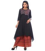 Black embroidered cotton stitched kurtis