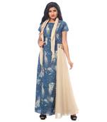Blue printed cotton stitched kurtis