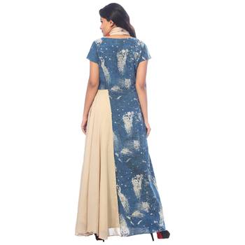 Blue printed cotton stitched kurtis 2