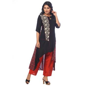 Red printed cotton kurtas-and-kurtis 3