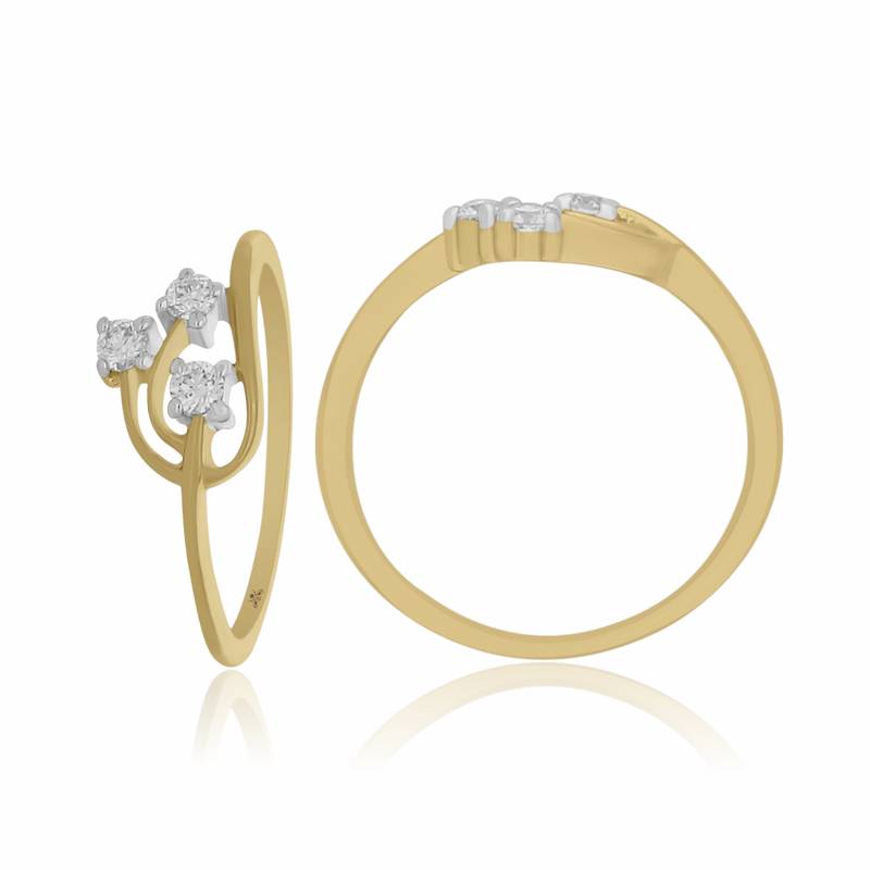 Three diamond Ring -0.14Cts diamond -18kt yellow gold-Engagement Ring-ring to gift