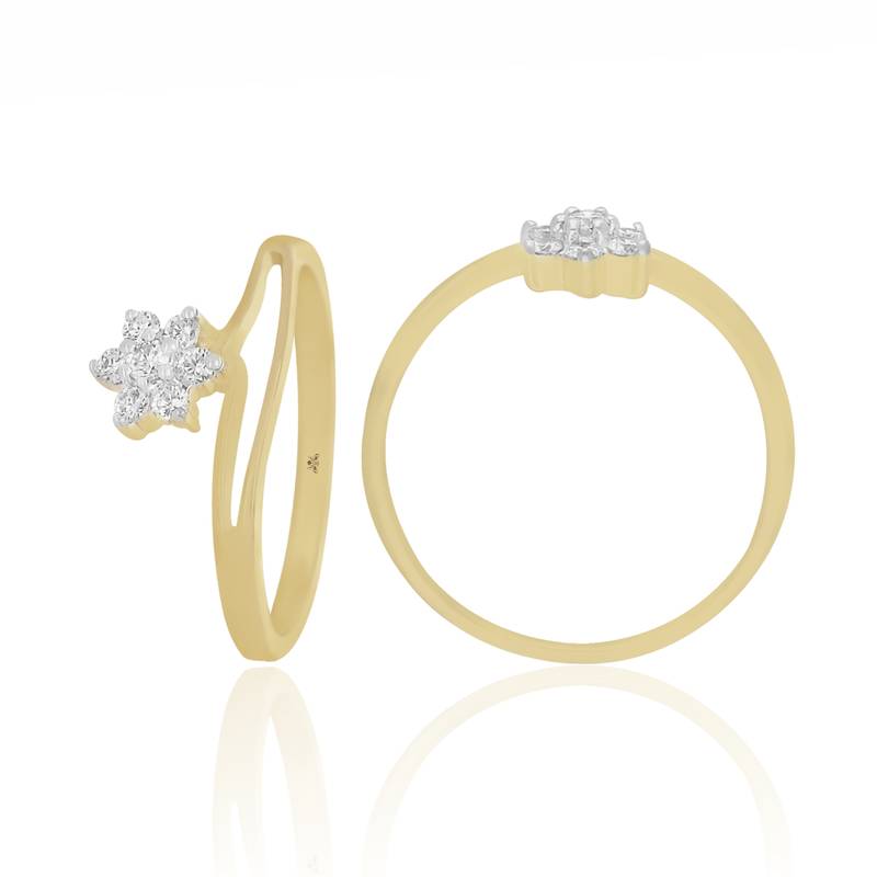 Floral diamond Ring-18kt yellow gold Ring-0.15cts diamond Ring-Anniversary Ring