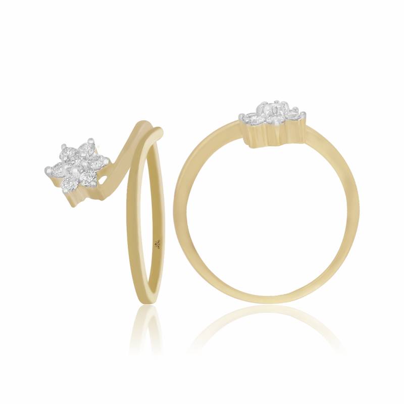 Pressure set Diamond ring-yellow gold -18kt gold Anniversary ring-0.22cts round diamond ring