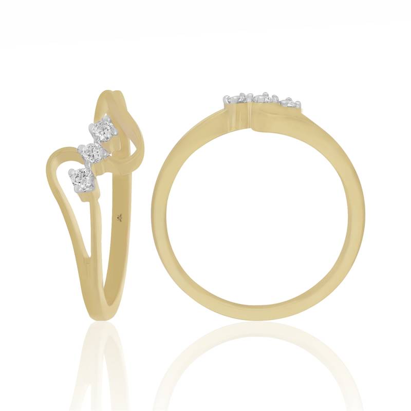 Three diamond Ring -0.07Cts diamond -18kt yellow gold-Engagement Ring-Wedding gift