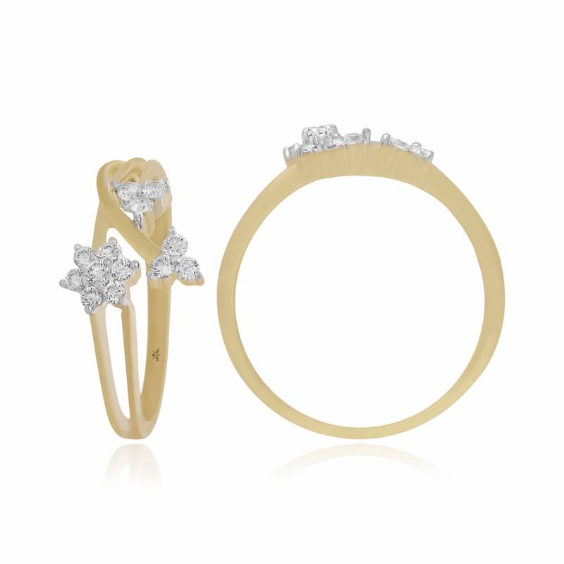 Floral Ring-0.22cts diamond round Ring-yellow gold-classy Ring-wedding Ring