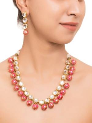 Pritisha Pink Meenakari  And Kundan Necklace Set 1