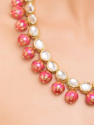 Pritisha Pink Meenakari  And Kundan Necklace Set 2